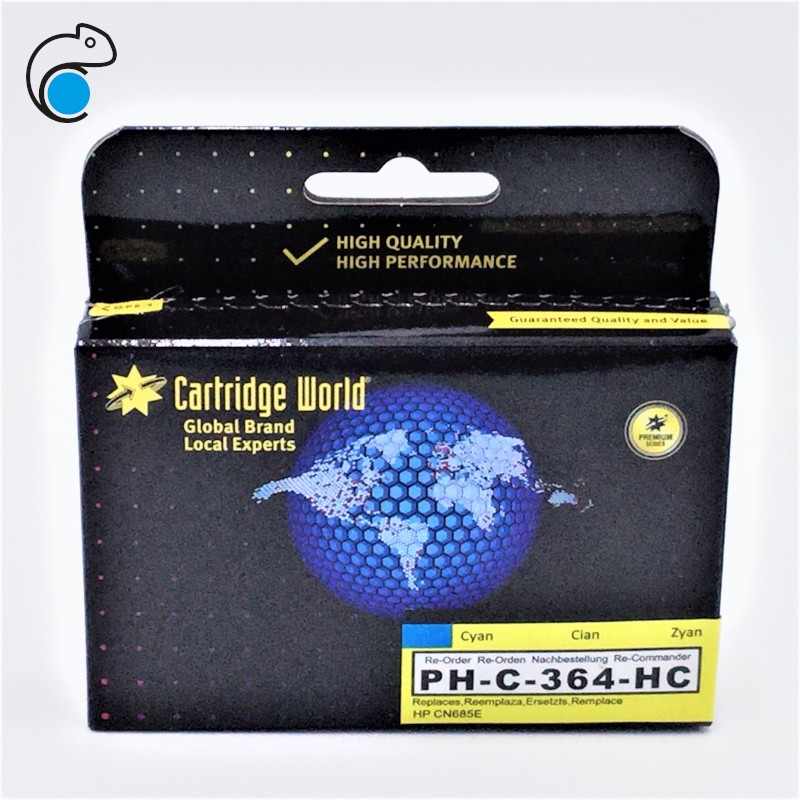 CW HP 364 XL Cyan Cartouche d'encre cyan Premium Remanufacturée Cartridge World
